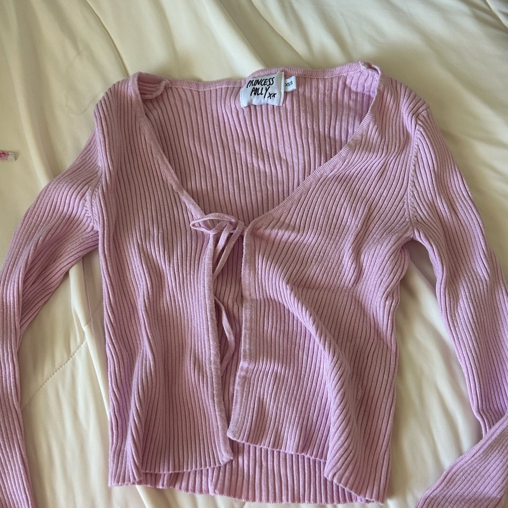 Princess Polly Light Pink Ribbed Knit Top